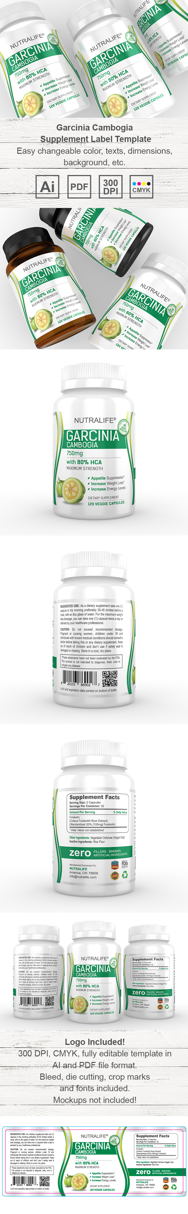 Garcinia Cambogia Supplement Label Template