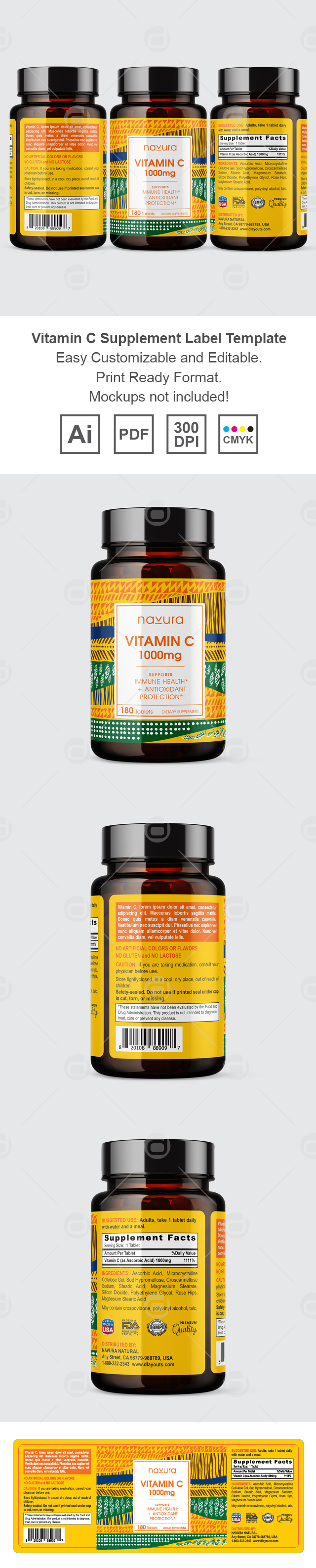 Vitamin C Supplement Label Template