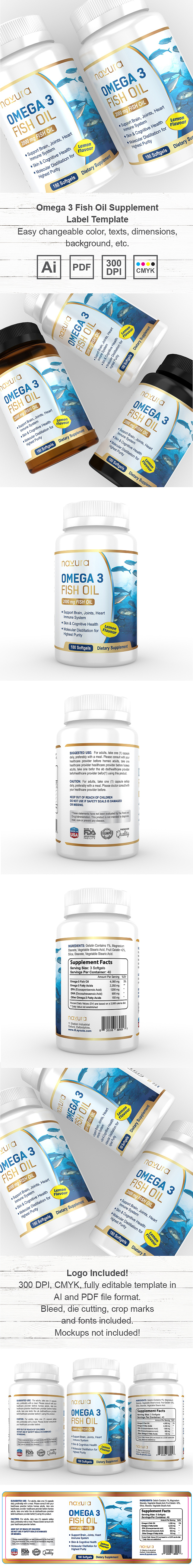 Omega 3 Fish Oil Supplement Label Template