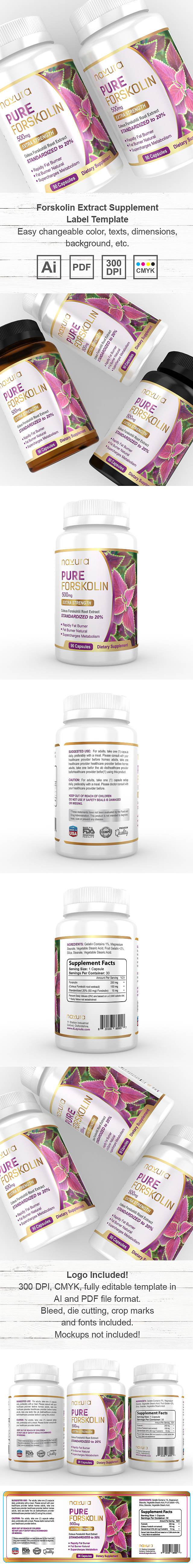 Pure Forskolin Supplement Label Template