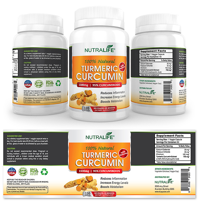 Turmeric Curcumin Supplement Label Template