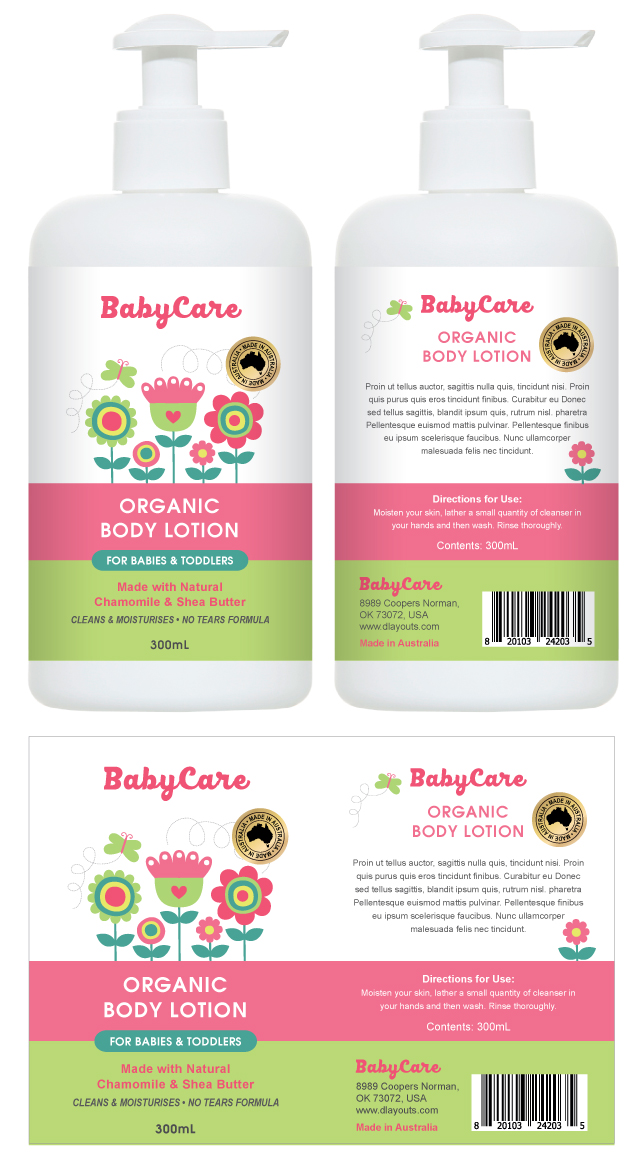 Baby Body Lotion Label Template