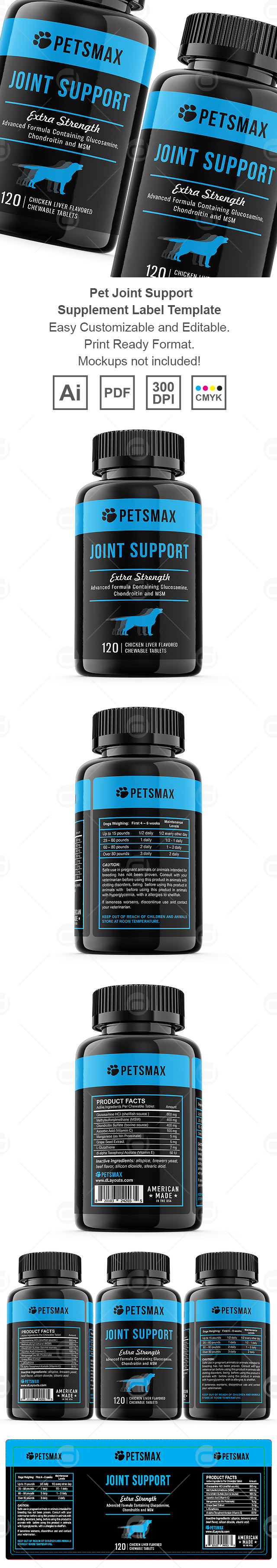 Pet Joint Support Supplement Label Template