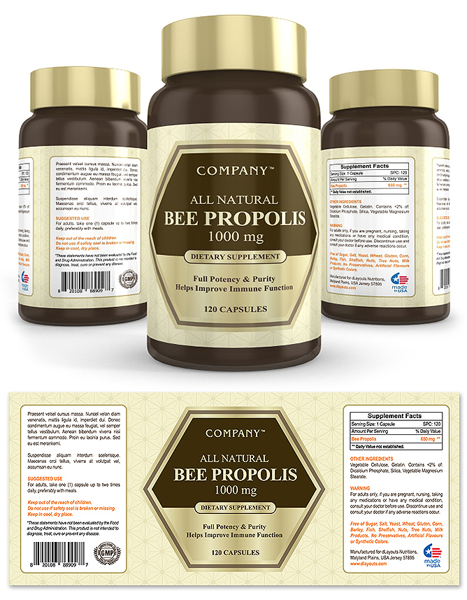 Bee Propolis Supplement Label Template