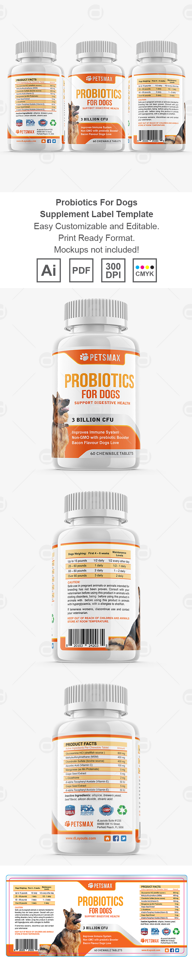 Dog Probiotics Supplement Label Template