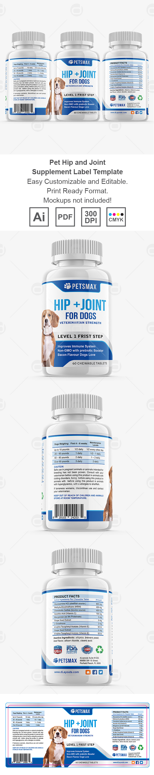 Pet Hip and Joint Supplement Label Template