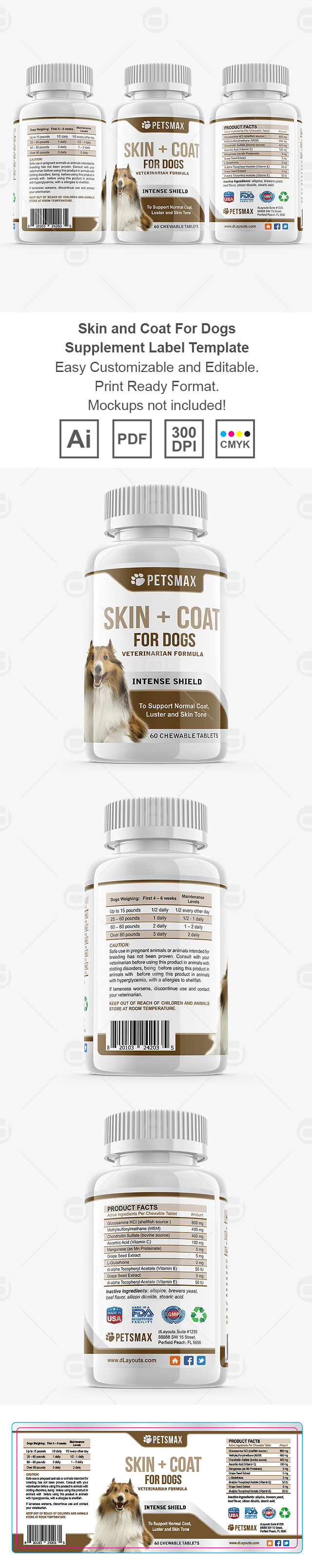 Pet Skin & Coat Supplement Label Template