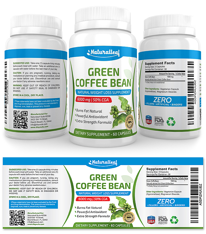 Green Coffee Bean Supplement Label Template