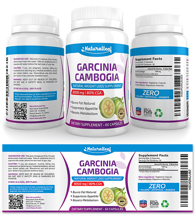 Garcinia Cambogia Supplement Label Template