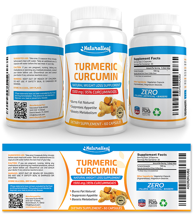 Turmeric Curcumin Supplement Label Template