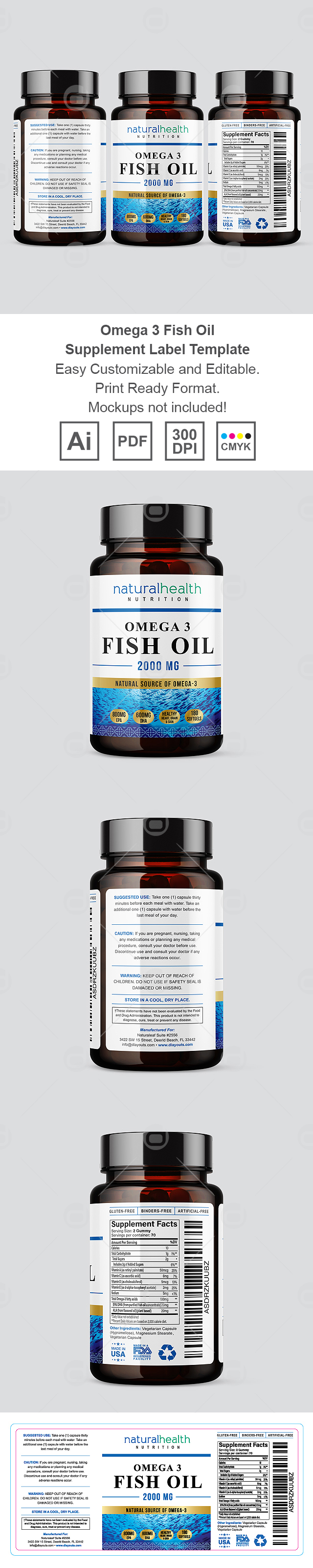 Omega 3 Fish Oil Supplement Label Template