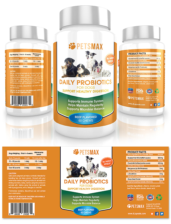 Pet Daily Probiotics Supplement Label Template