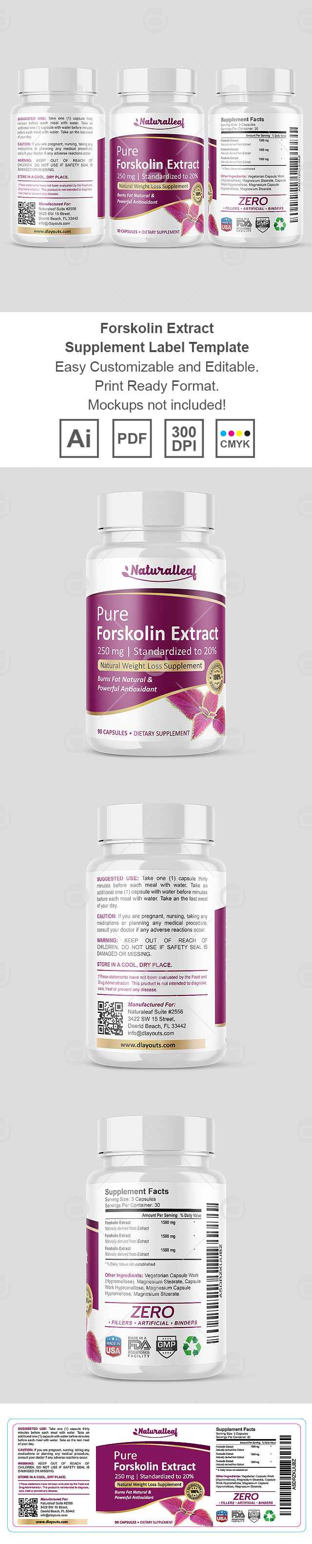 Forskolin Extract Supplement Label Template