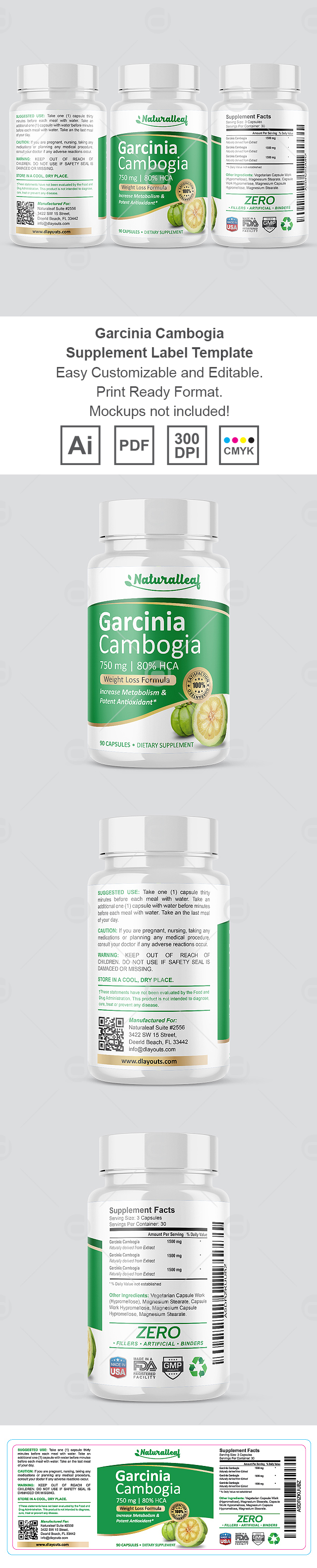 Garcinia Cambogia Supplement Label Template