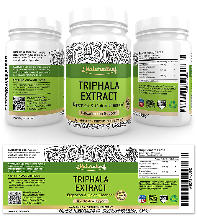 Triphala Extract Supplement Label Template