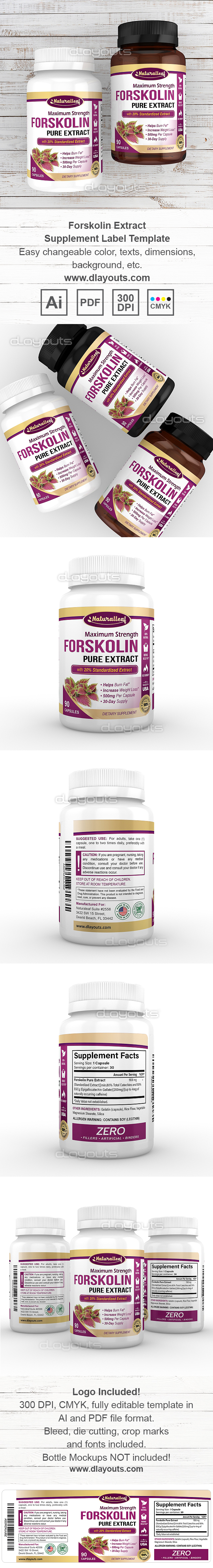 Forskolin Extract Supplement Label Template