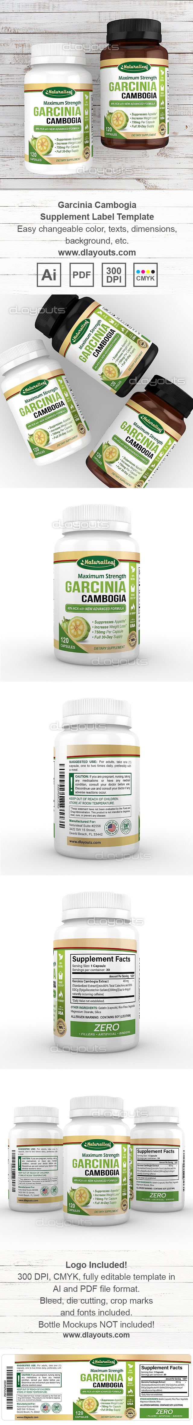 Garcinia Cambogia Supplement Label Template