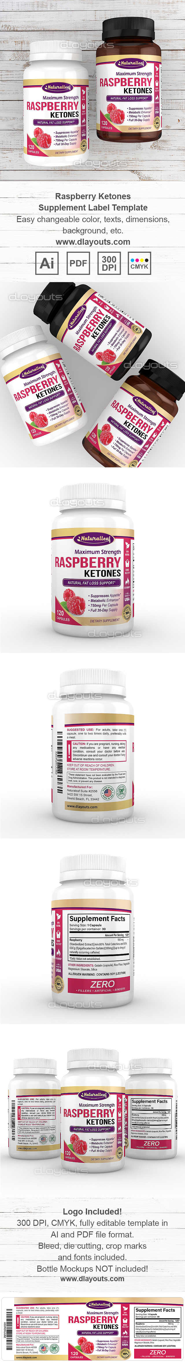 Raspberry Ketones Supplement Label Template