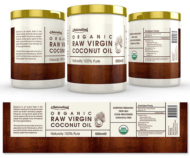 Organic Raw Virgin Coconut Oil Label Template