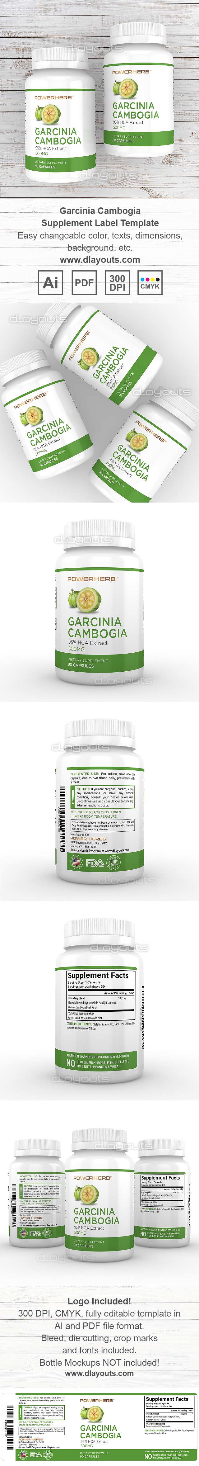 Garcinia Cambogia Supplement Label Template