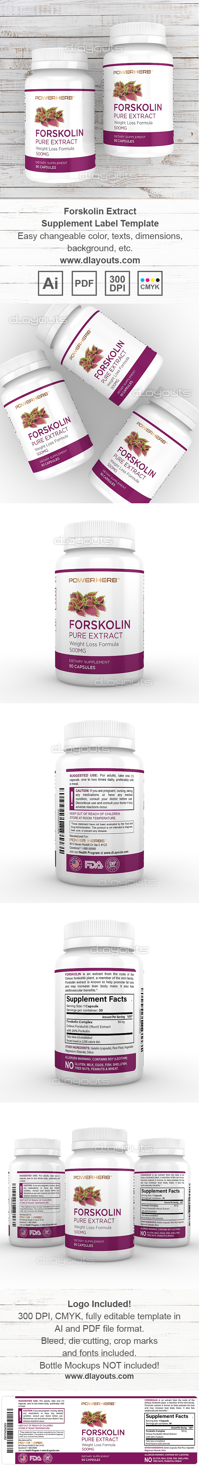 Forskolin Extract Supplement Label Template