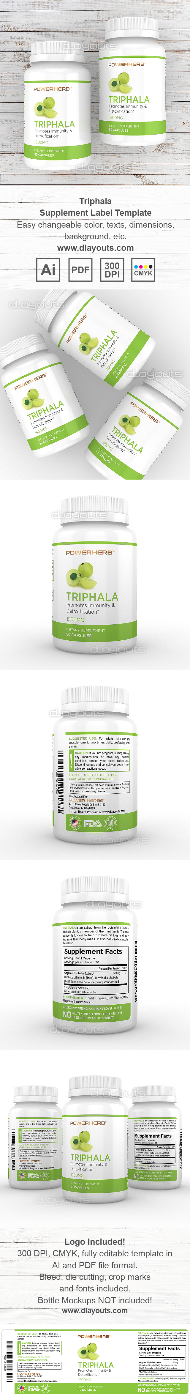 Triphala Extract Supplement Label Template