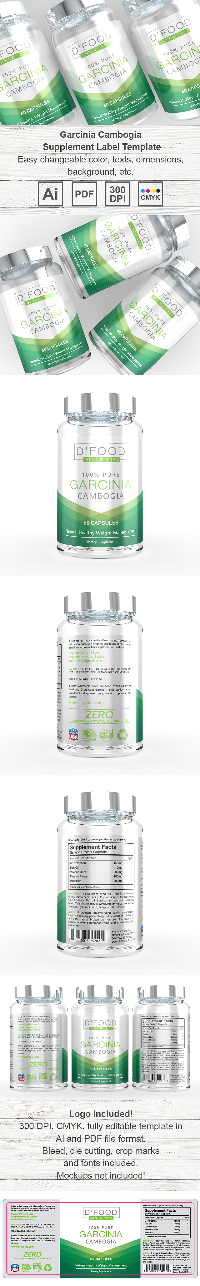 Garcinia Cambogia Supplement Label Template