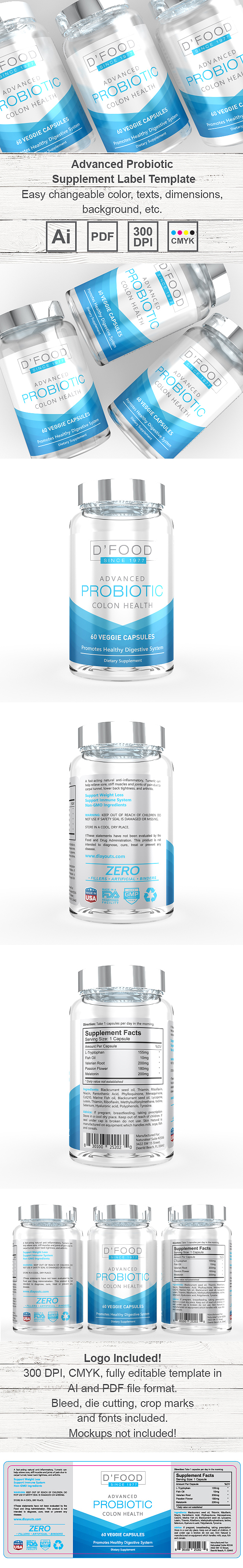 Probiotic Supplement Label Template