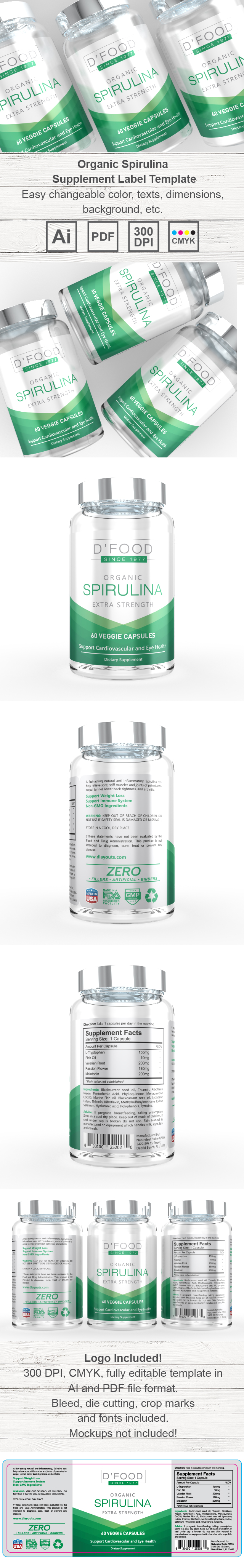 Spirulina Supplement Label Template