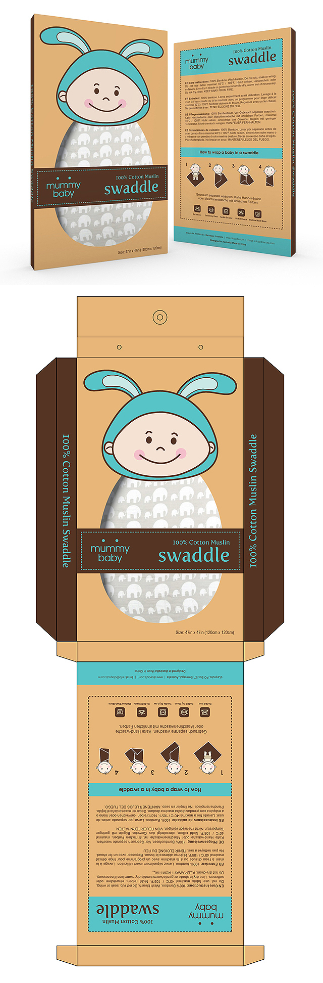 Baby Muslin Swaddle Packaging Template