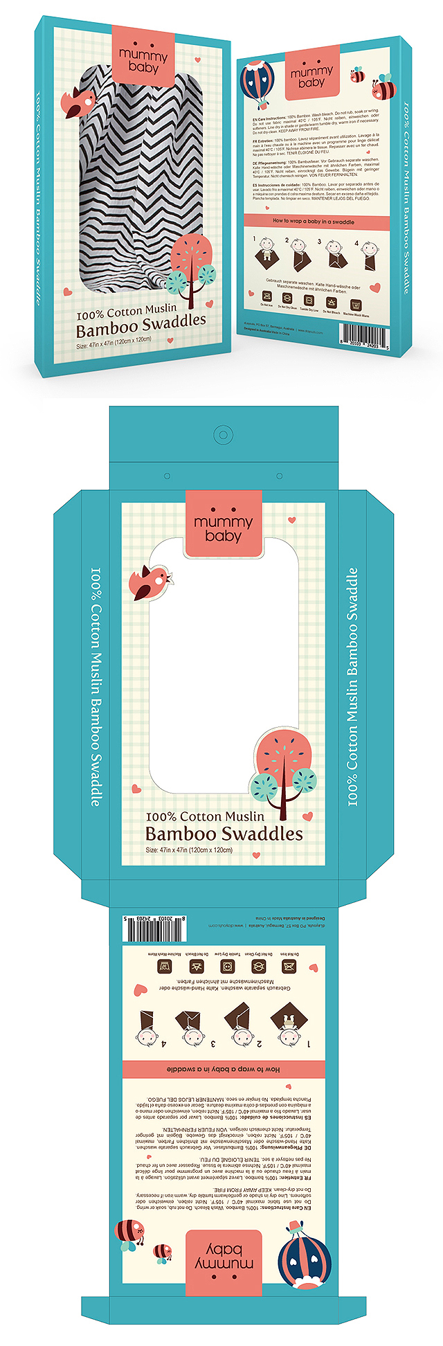 Baby Muslin Swaddle Packaging Template