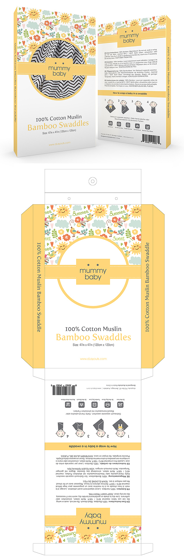 Baby Muslin Swaddle Packaging Template