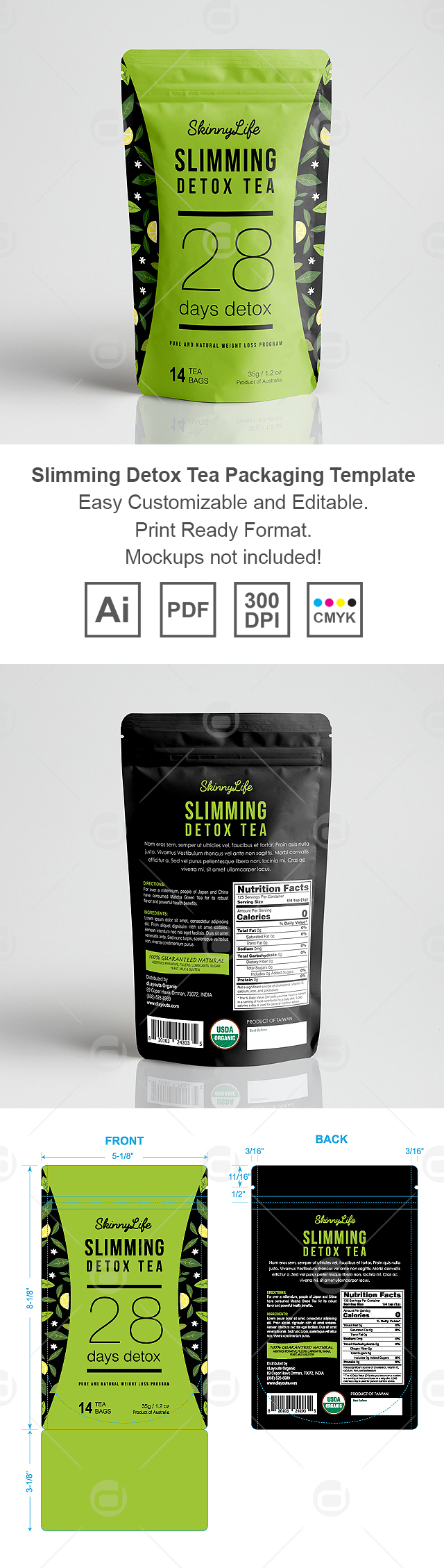 Slimming Detox Tea Packaging Template