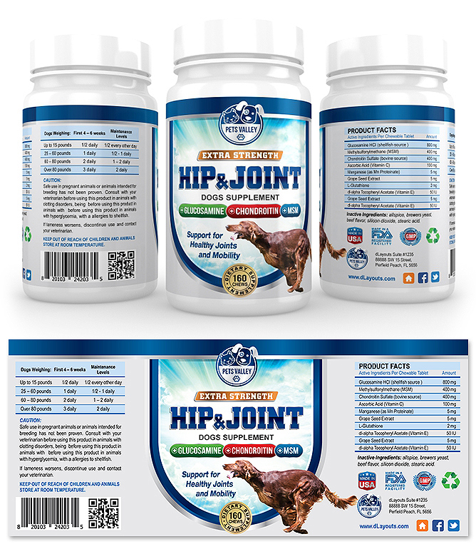 Pet Hip and Joint Supplement Label Template