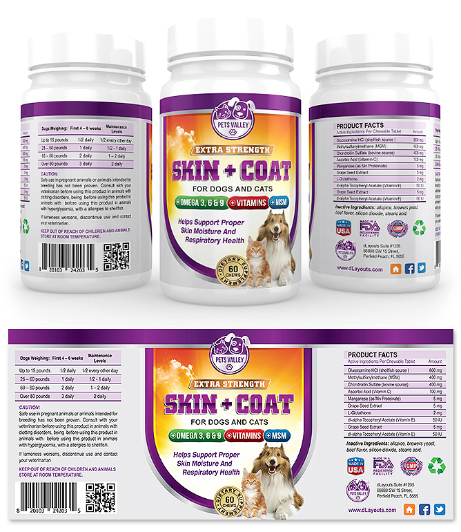 Pet Skin And Coat Supplement Label Template