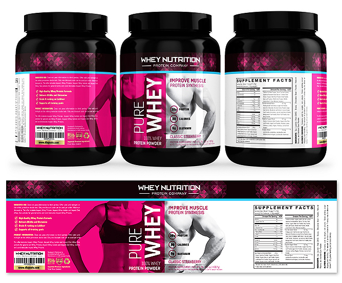 Whey Protein Sports Nutrition Strawberry Label Template