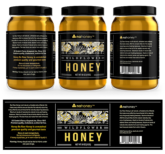 Wild Flower Honey Labels Template Design
