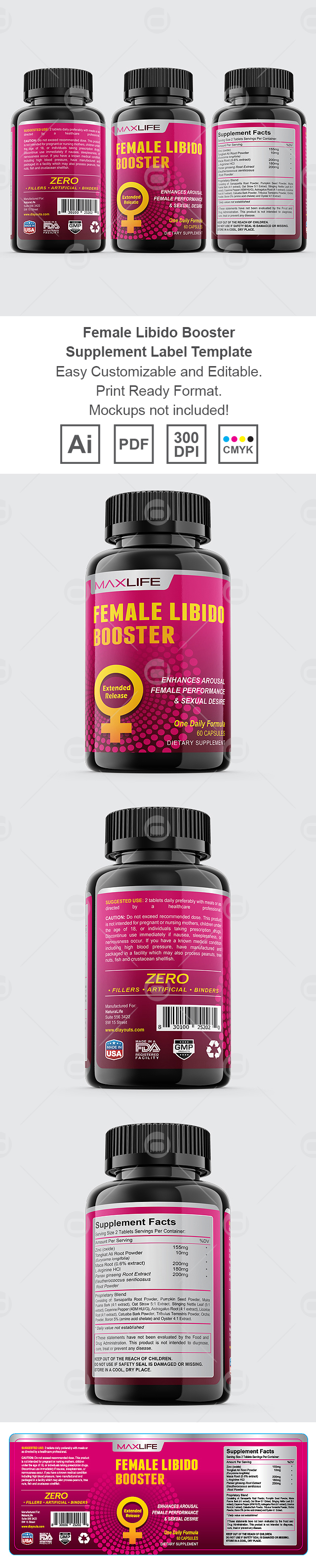 Female Libido Booster Supplement Label Template