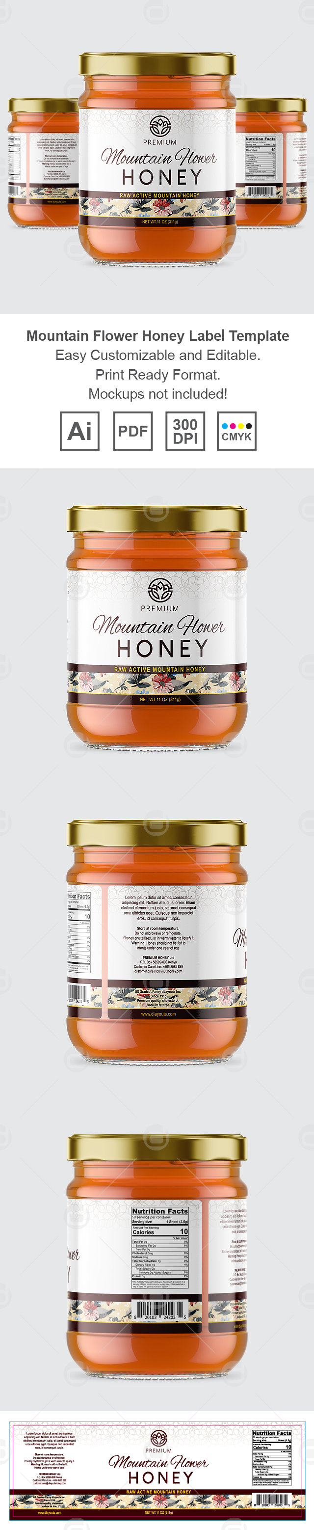 Mountain Flower Honey Label Template