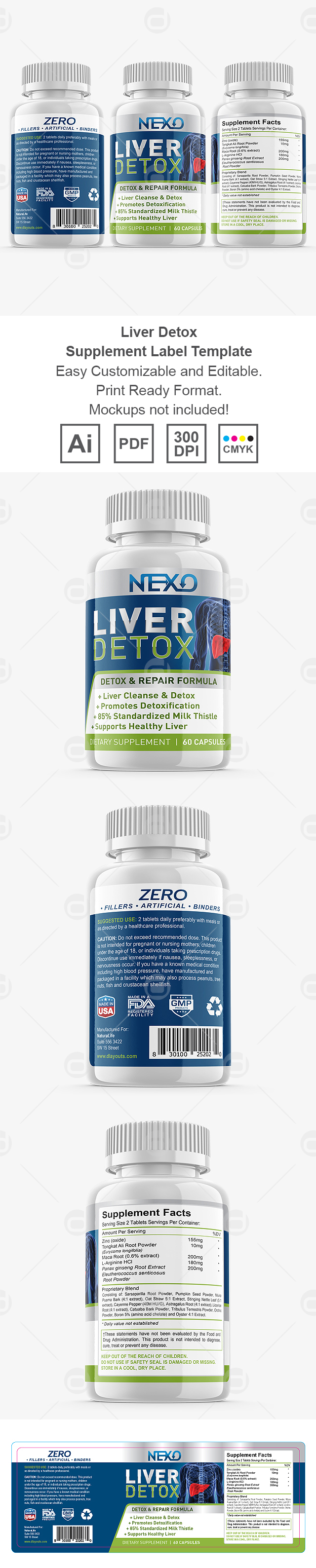 Liver Support Supplement Label Template