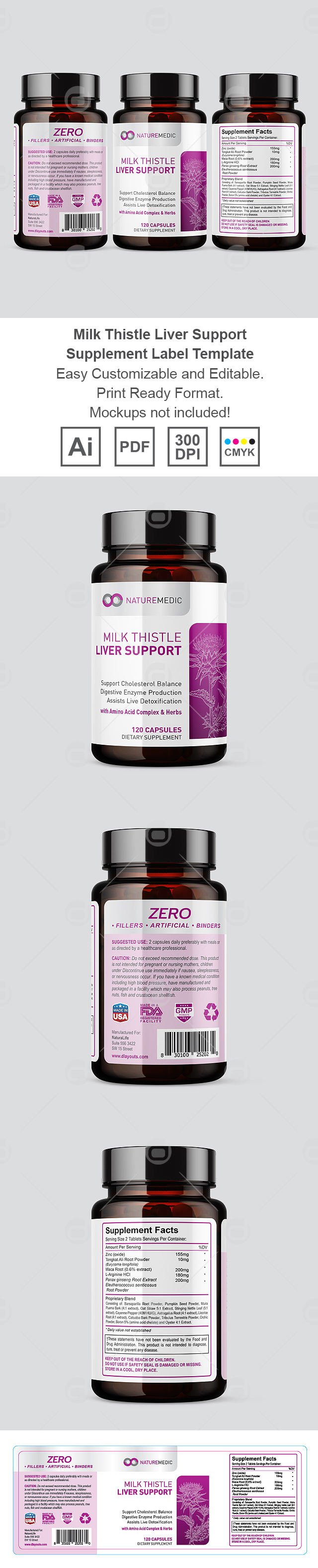 Milk Thistle Liver Support Label Template