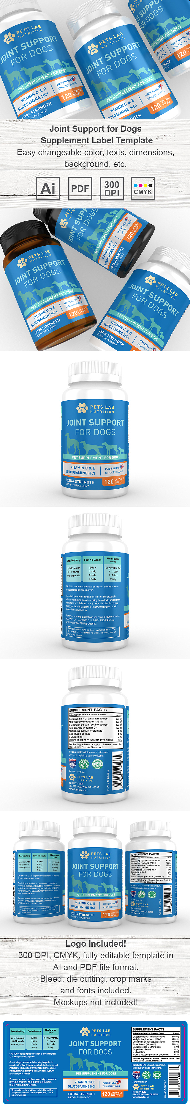 Pet Hip and Joint Supplement Label Template
