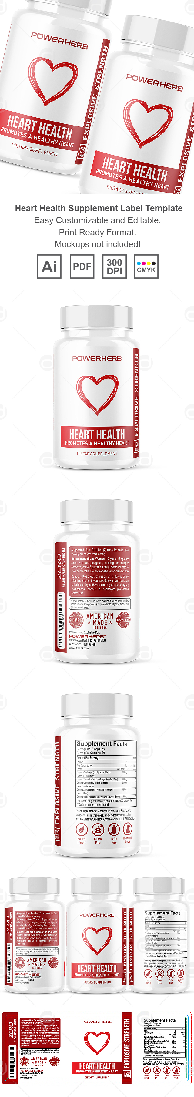 Heart Health Supplement Label Template