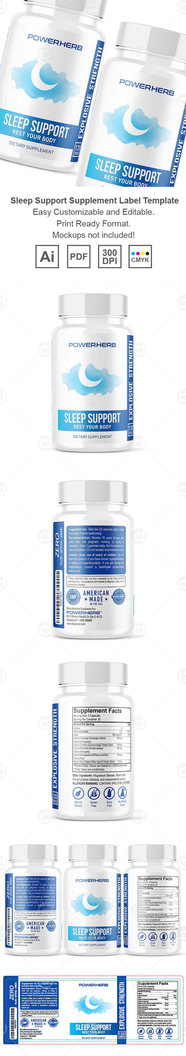 Sleep Support Supplement Label Template