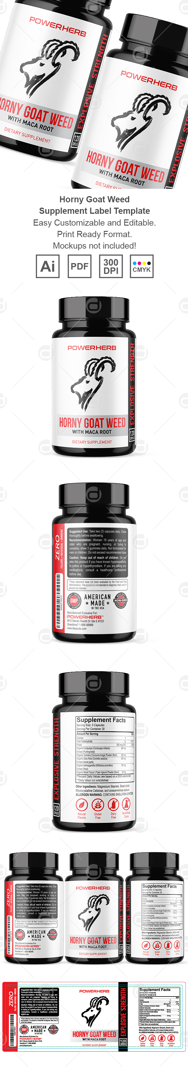 Horny Goat Weed Supplement Label Template