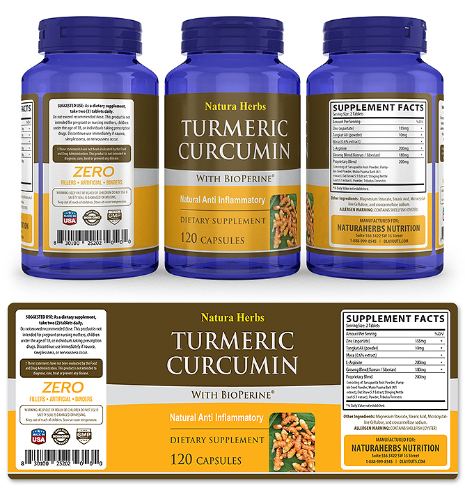 Turmeric Curcumin Supplement Label Template