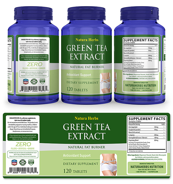 Green Tea Extract Supplement Label Template