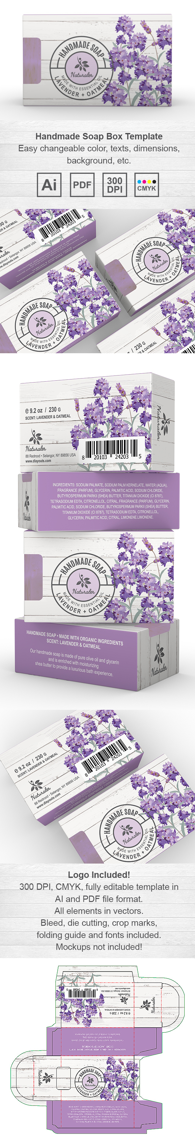 Handmade Lavender Soap Packaging Template