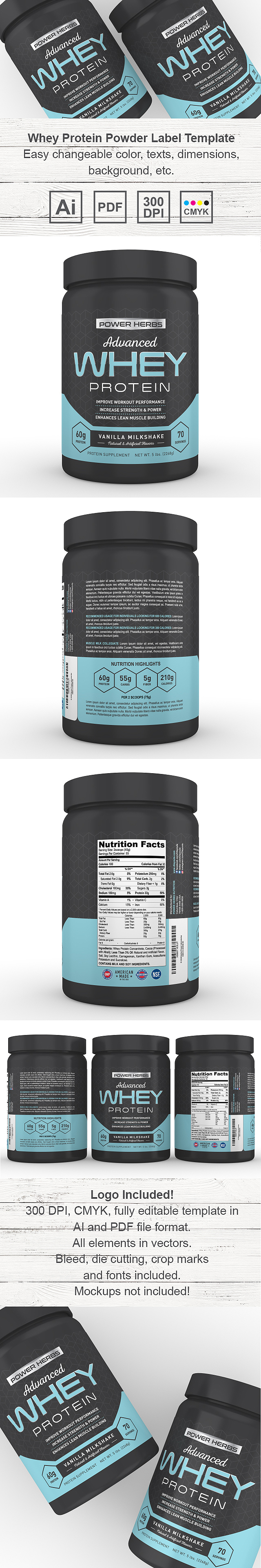 Whey Protein Sports Nutrition Vanilla Label Template