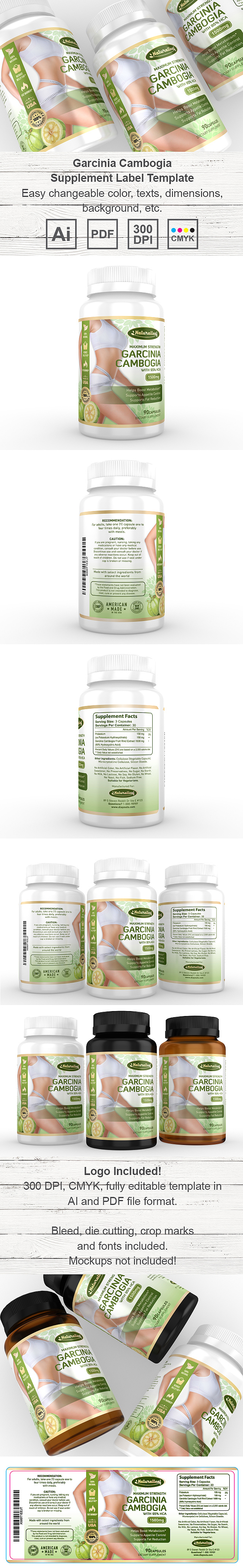 Garcinia Cambogia Supplement Label Template